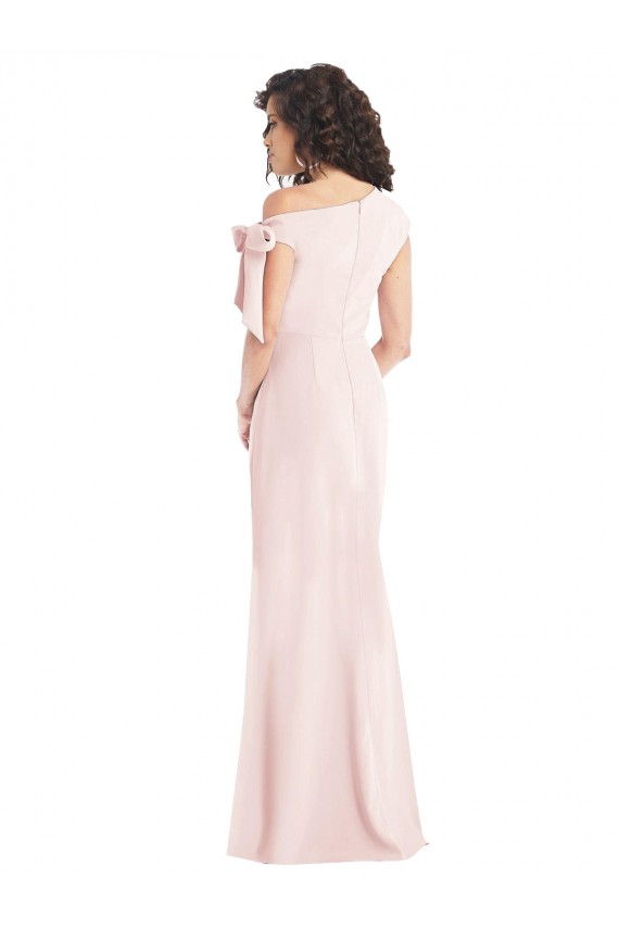 Rose Trompette Épaule Dénudée Crêpe Stretch Longue Formelles Robes demoiselle d'honneur / Robes de soirée / Robes de bal en Ligne