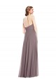 Rose poudré Trapèze Licou Mousseline Longue Formelles Robes demoiselle d'honneur / Robes de soirée en Ligne