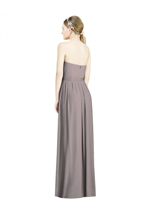 Rose poudré Trapèze Mousseline Longue Robes demoiselle d'honneur en Ligne