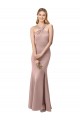 Rose poussiéreux Fourreau Licou Col Haut Crêpe Stretch Longue Robes demoiselle d'honneur / Robes de bal en Ligne