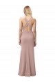 Rose poussiéreux Fourreau Licou Col Haut Crêpe Stretch Longue Robes demoiselle d'honneur / Robes de bal en Ligne