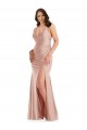 Rose poussiéreux Sirène Col V Satiné Soyeux Longue Formelles Robes demoiselle d'honneur / Robes de soirée / Robes de bal en Ligne