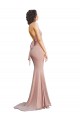 Rose poussiéreux Sirène Col V Spandex Longue Formelles Robes demoiselle d'honneur / Robes de soirée / Robes de bal en Ligne