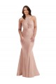 Rose poussiéreux Sirène Licou Satiné Soyeux Longue Formelles Robes demoiselle d'honneur / Robes de soirée / Robes de bal en Ligne