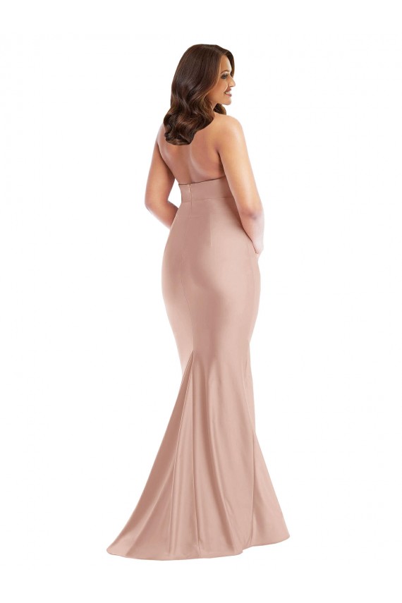 Rose poussiéreux Sirène Licou Satiné Soyeux Longue Formelles Robes demoiselle d'honneur / Robes de soirée / Robes de bal en Ligne