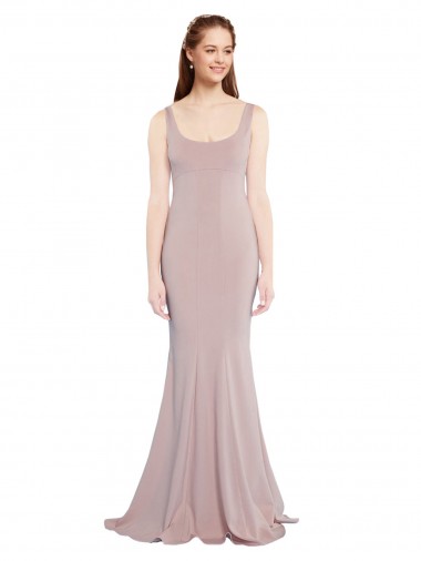 Rose poussiéreux Sirène Scoop Crêpe Stretch Longue Formelles Robes demoiselle d'honneur / Robes de soirée / Robes de bal en Ligne