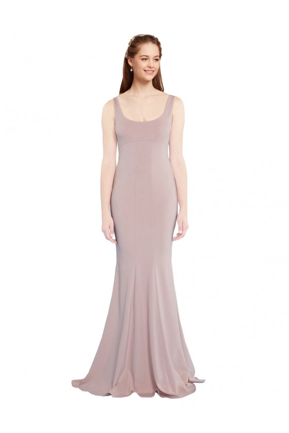 Rose poussiéreux Sirène Scoop Crêpe Stretch Longue Formelles Robes demoiselle d'honneur / Robes de soirée / Robes de bal en Ligne