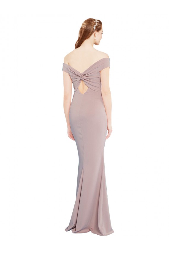Rose poussiéreux Sirène Épaule Dénudée Col V Crêpe Stretch Longue Formelles Robes demoiselle d'honneur / Robes de soirée / Robes de bal en Ligne