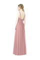 Rose poussiéreux Trapèze Col Haut Mousseline Longue Robes demoiselle d'honneur en Ligne