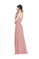 Rose poussiéreux Trapèze Mousseline Longue Robes demoiselle d'honneur en Ligne