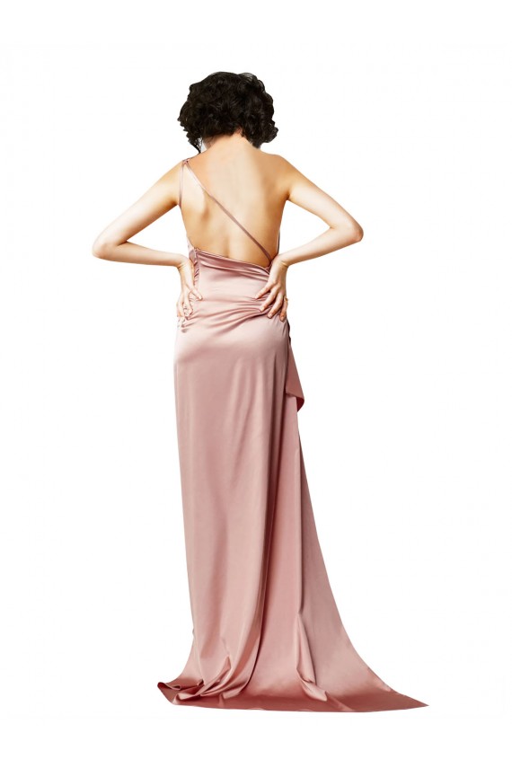 Rose poussiéreux Trapèze Satiné Soyeux Longue Formelles Robes demoiselle d'honneur / Robes de soirée / Robes de bal en Ligne