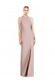 Rose poussiéreux Trompette Licou Crêpe Stretch Longue Robes demoiselle d'honneur en Ligne