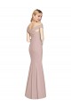 Rose poussiéreux Trompette Épaule Dénudée Crêpe Stretch Longue Robes demoiselle d'honneur / Robes de bal en Ligne