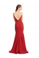 Rouge Sirène Bretelles spaghetti Col V Crêpe Stretch Longue Formelles Robes demoiselle d'honneur / Robes de soirée / Robes de bal en Ligne