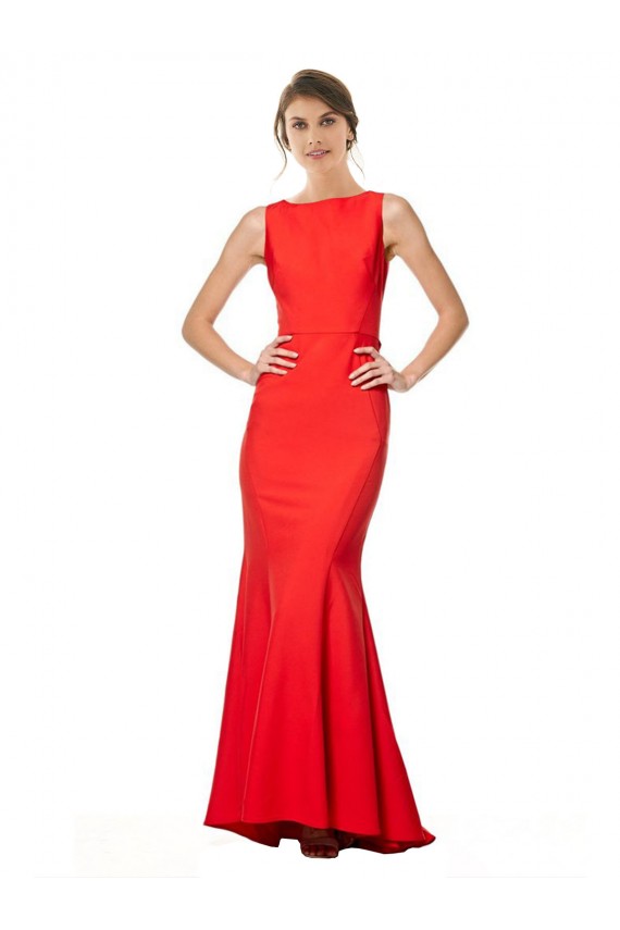 Rouge Sirène Licou Col Haut Crêpe Stretch Longue Formelles Robes demoiselle d'honneur / Robes de soirée / Robes de bal en Ligne