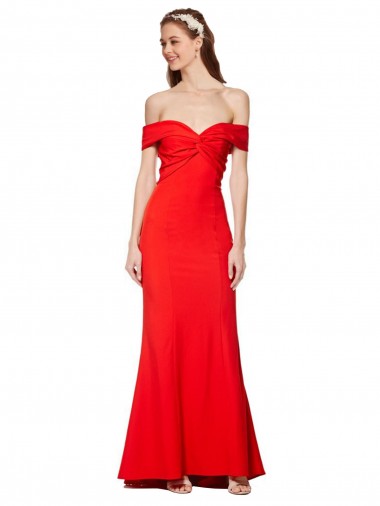 Rouge Sirène Épaule Dénudée Crêpe Stretch Longue Formelles Robes demoiselle d'honneur / Robes de soirée / Robes de bal en Ligne