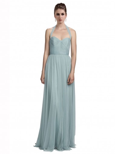 Trapèze Licou Tulle Longue Robes demoiselle d'honneur en Ligne