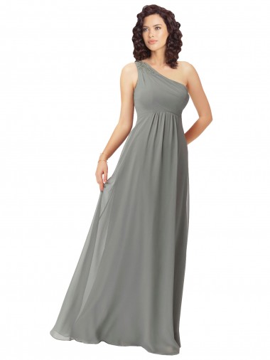 Trapèze Mousseline Longue Robes demoiselle d'honneur en Ligne