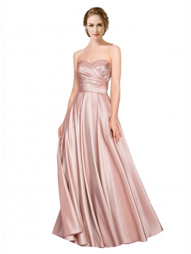 Trapèze Sans bretelle Satiné Stretch Longue Formelles Robes demoiselle d'honneur / Robes de soirée / Robes de bal en Ligne