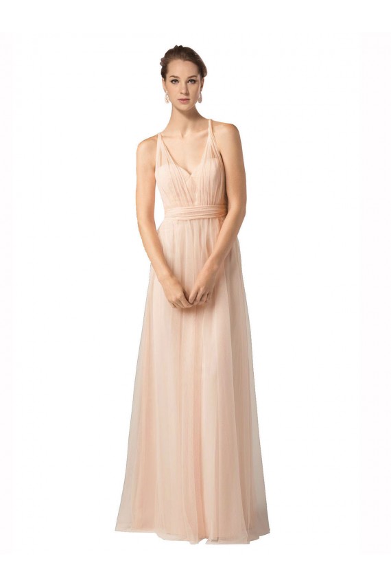 Trapèze Tulle Longue Robes demoiselle d'honneur en Ligne