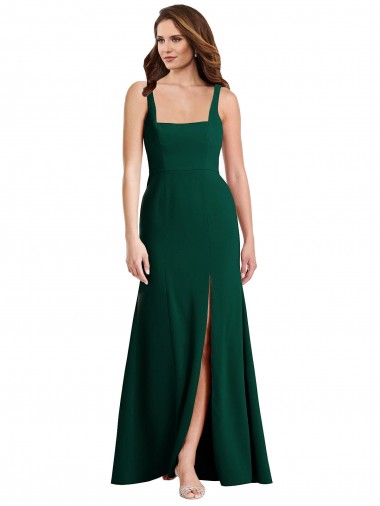 Trompette Col Carré Crêpe Stretch Longue Robes demoiselle d'honneur / Robes de bal en Ligne
