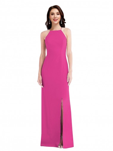 Trompette Licou Col Haut Crêpe Stretch Longue Formelles Robes demoiselle d'honneur / Robes de soirée / Robes de bal en Ligne