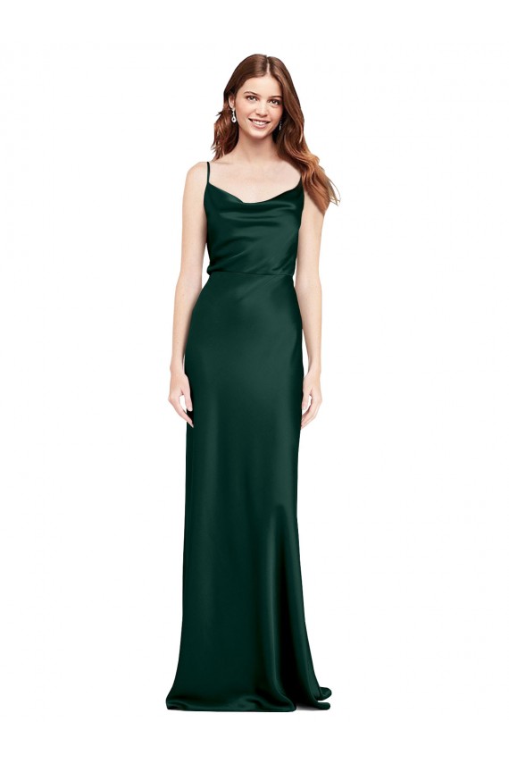 Vert Chasseur Fourreau Satiné Stretch Longue Formelles Robes demoiselle d'honneur / Robes de soirée / Robes de bal en Ligne