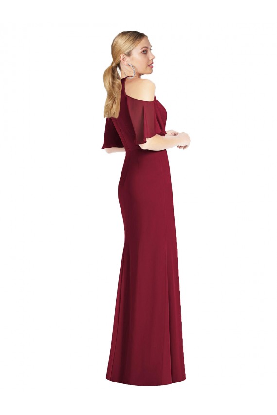 Vert Sauge Sirène Licou Mousseline Longue Robes demoiselle d'honneur en Ligne