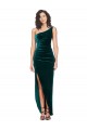 Vert foncé Fourreau Velours Stretch Longue Asymétrique Robes demoiselle d'honneur / Robes de bal en Ligne