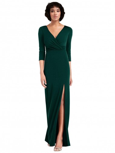 Vert foncé Trompette Col V Spandex Longue Formelles Robes demoiselle d'honneur / Robes de soirée / Robes de bal en Ligne