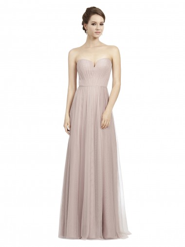 Vintage Rose Trapèze Tulle Longue Robes demoiselle d'honneur en Ligne